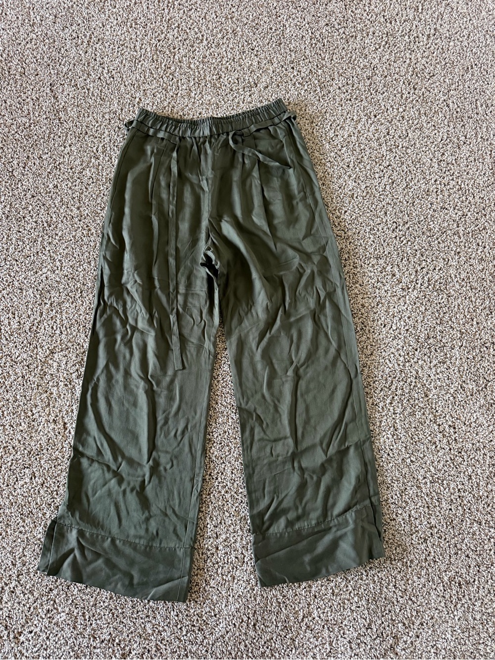 Darling Olive Green Elastic Waist Wide-Leg Pants